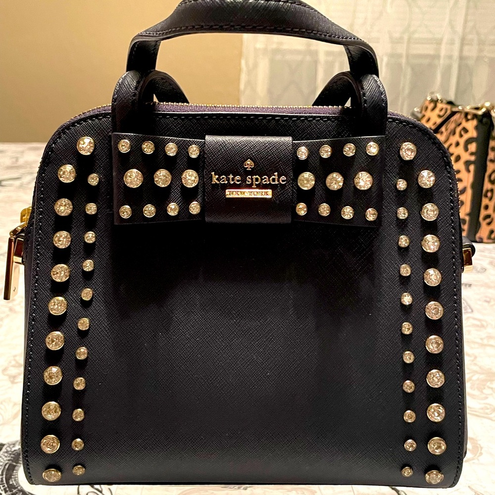 Rare Kate Spade Navy bow bling small handbag